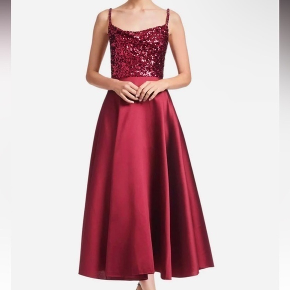 RARE! NWT - Sachin & Babi - Red Sequin Cowl Neck Dress - Size 12